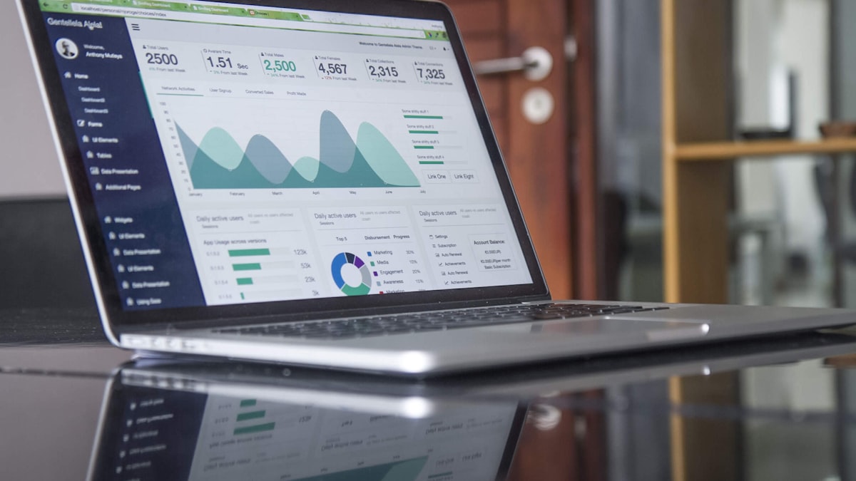 Data analysis report for market research on a dark screen.